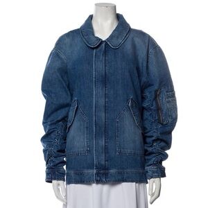 Denim Jacket with Ruched Sleeves